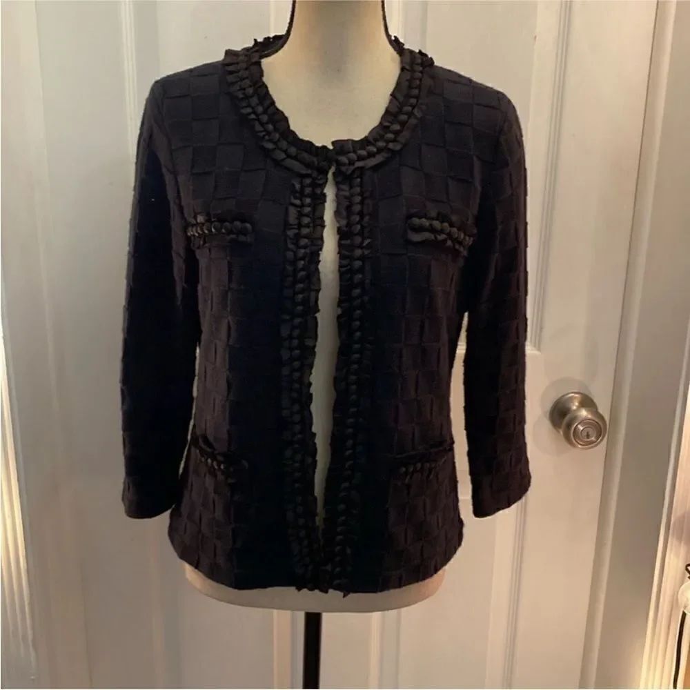 Michael Simon Elegant Black Textured Women's cardigan, L